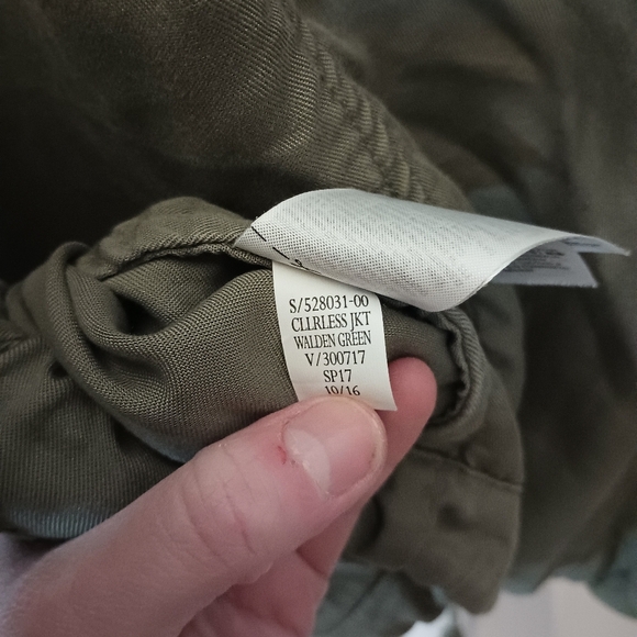 Gap Tencel Lyocell Olive Green Bomber Jacket Womens XL Snap Cinced Grunge - Picture 13 of 15